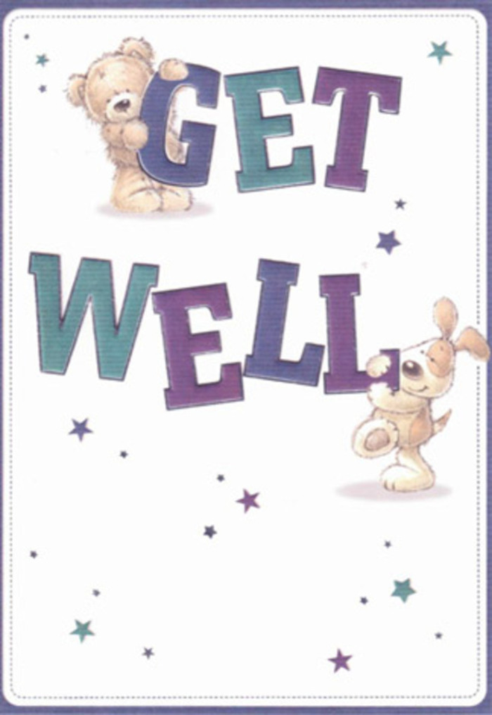 Captured on this whimsical get well card, a lovable bear and a cheerful puppy spread gentle encouragement that feels right at home in Stroud Green. Star-shaped bursts seem to dance around the pair, scattering good wishes throughout the scene like petals drifting across the Green Lanes. The typography is broad and confident, shaded in rich purples and tranquil aquas, their oversize forms echoing the embrace of a generous bouquet from a local florist. There's a tactile richness in the illustration-the textured fur of the bear and velvety puppy's ears create a sense of comforting touch, inviting the viewer to imagine their soft, reassuring presence. It's easy to picture this card paired with a bouquet sourced from the freshest Stroud Green market flowers, each detail carefully arranged to lift the mood of a friend in need. Light and airy, reminiscent of the natural calm found strolling nearby parks, this card infuses its cheerful message with positivity and genuine care, making it the perfect gesture for any age.