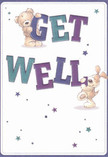 Radiating heartfelt optimism, this get well card designed in a cheerful, contemporary style features a teddy bear and a puppy who seem to leap from the soft white background-each animatedly balancing the vibrant, oversized letters spelling 'Get Well'. Tones of indigo and teal-favourites in Stroud Green's artistic community-bring the message to life, their confident colours reminiscent of hand-picked blooms from local florists. Sprinkles of star motifs in blues and purples twinkle across the card, infusing the scene with gentle hopefulness much like the way morning light catches dew on Finsbury Park petals. The plush fur of the animals is so vividly drawn you can almost sense their plush embrace, offering solace and encouragement even from afar. This card becomes more than just a note-it's a small celebration of recovery, perfect for delivering a comforting touch straight from the heart of Stroud Green.